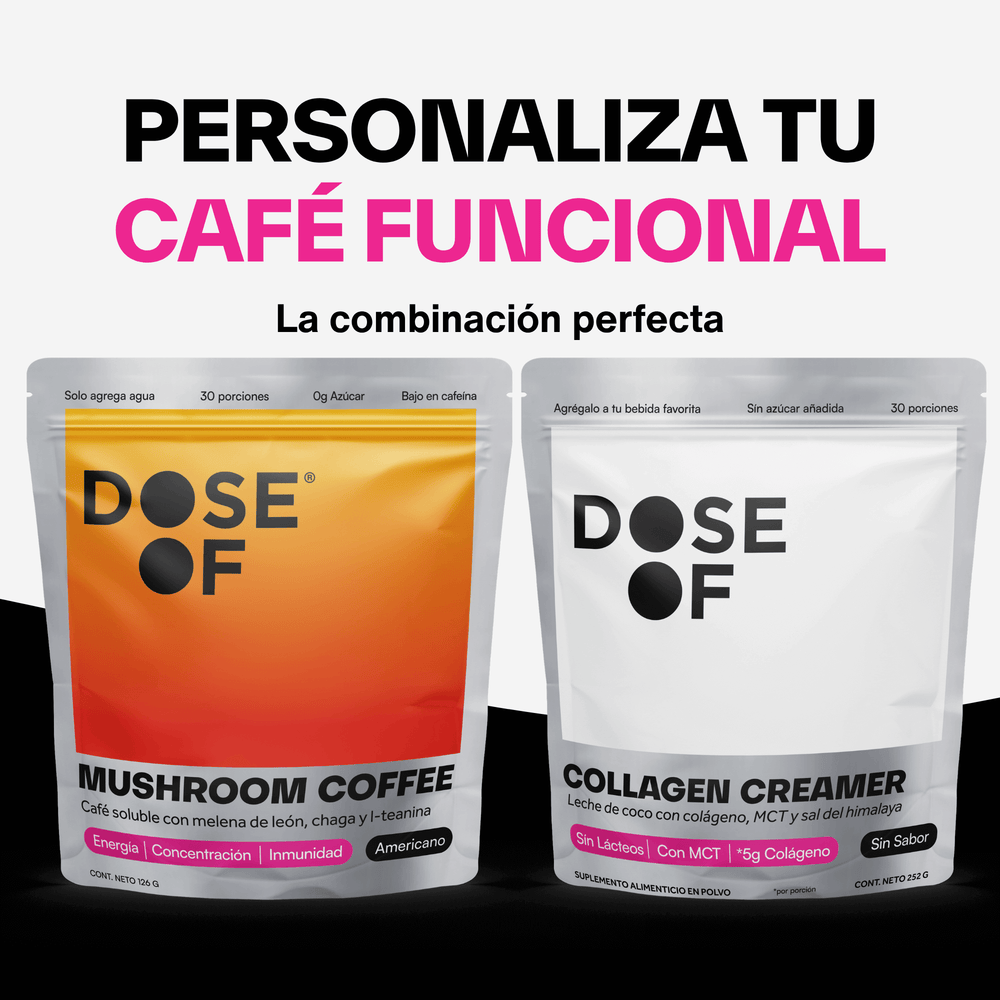 Colágeno Creamer y Mushroom Coffee Dose Of - Combo perfecto para energía y belleza