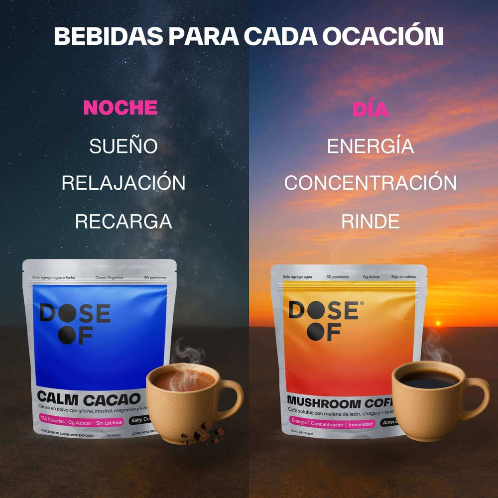 Calm Cacao y Mushroom Coffee Dose Of - Ritual día y noche para bienestar completo