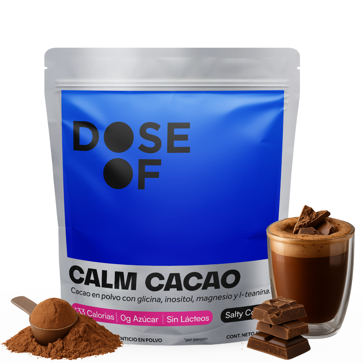 Calm Cacao Dose Of - Suplemento natural para dormir con magnesio, inositol, L-teanina y glicina
